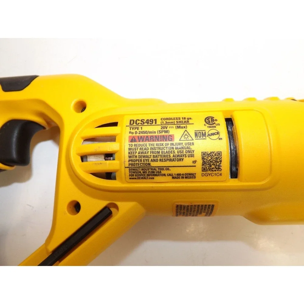 DEWALT 20V MAX DCS491 Cordless 18-Gauge Swivel Head Shears (Tool Only)